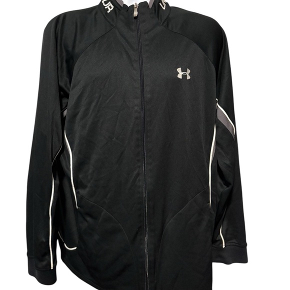 Under Armour Men's Black and White Performance Full Zip Track Jacket L - Picture 1 of 9